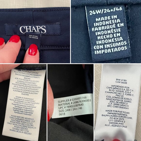 Chaps Slimming Skinny Pants for Women Plus Sz 24W Navy Blue in Polished Finish - Picture 5 of 9